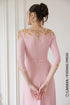 Pink pleated skirt with gold beading gown